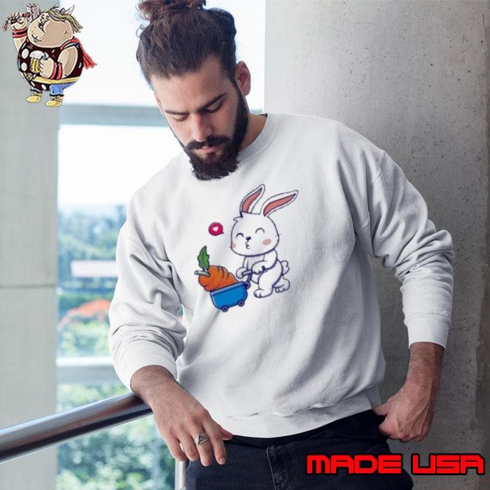 Cute Rabbit Bring Carrot With Trolley Cartoon Sweatshirt