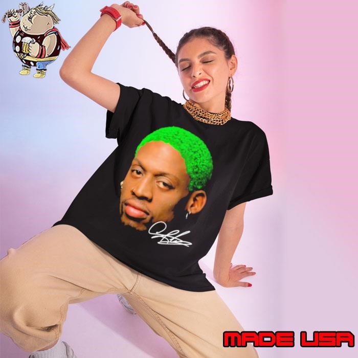 Dennis Rodman American former professional basketball Head Green Ladies tee