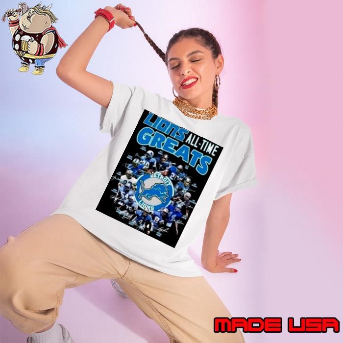 Detroit Lions all time greats signatures Ladies tee