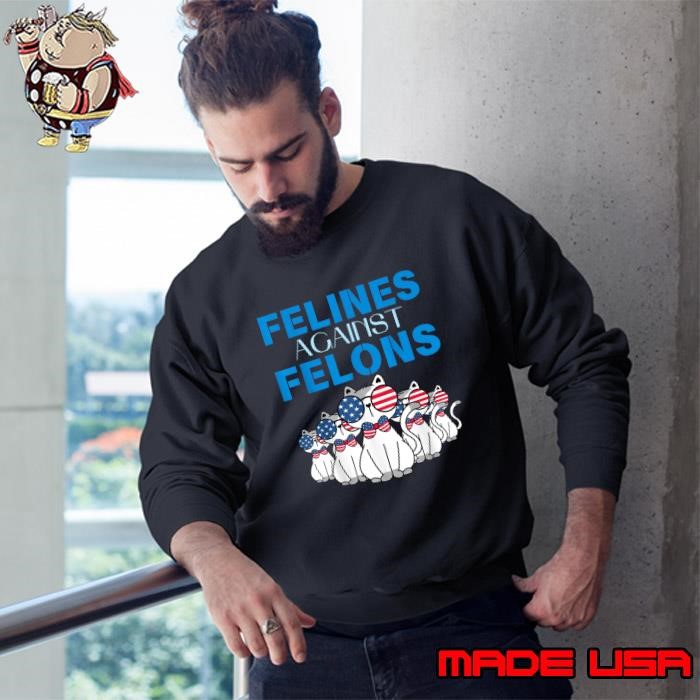 Felines Against Felons Donald Trump 2024 Cat Sunglasses Usa Flag Sweatshirt