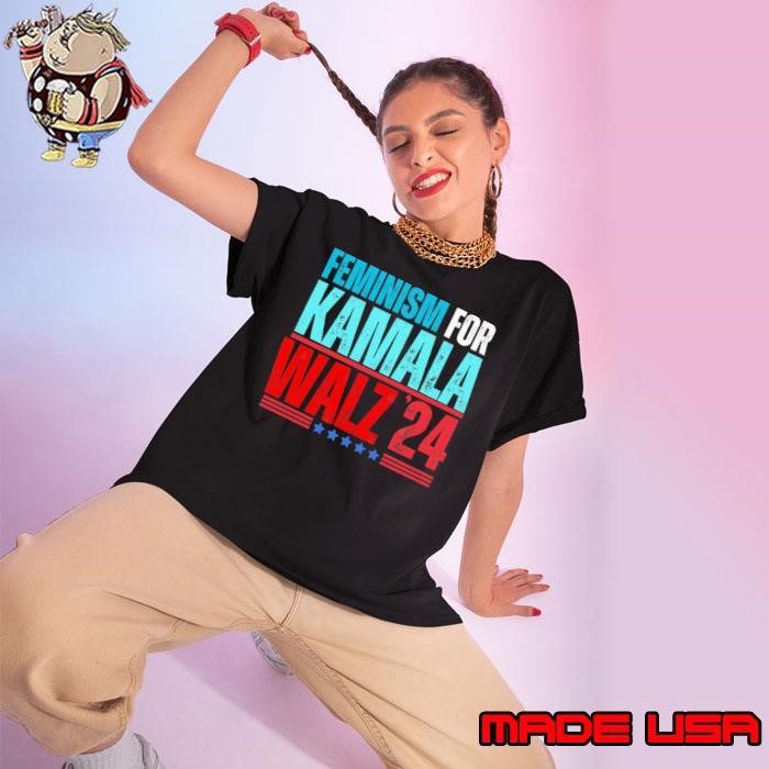 Feminism for Kamala Harris Walz 2024 Blue Stars Vote Ladies tee