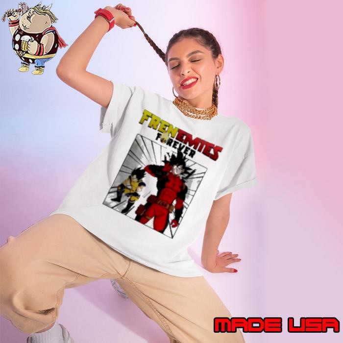 Frenemies Forever Goku And Vegeta Deadpool And Wolverine Parody Ladies tee