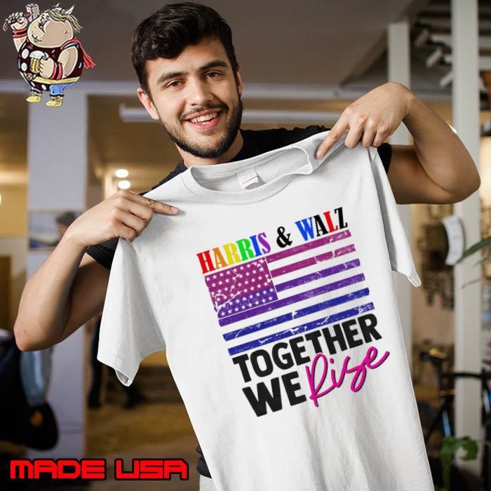 Harris And Walz Together We Rise USa Flag Lgbt 2024 Unisex