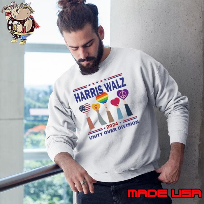 Harris Walz 2024 Unity Over Division Democrat Lgbt Heart Sweatshirt