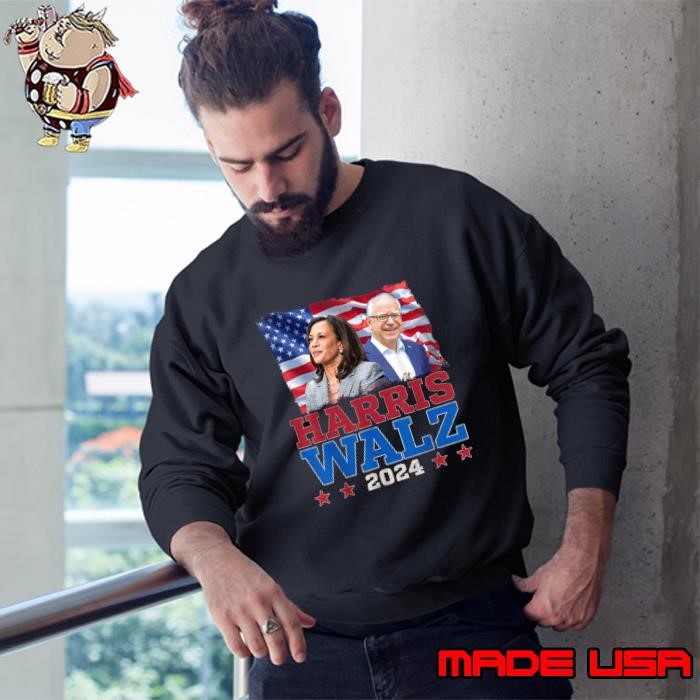 Harris Walz President Election 2024 Kamala Harris Tim Walz Usa Flag Sweatshirt