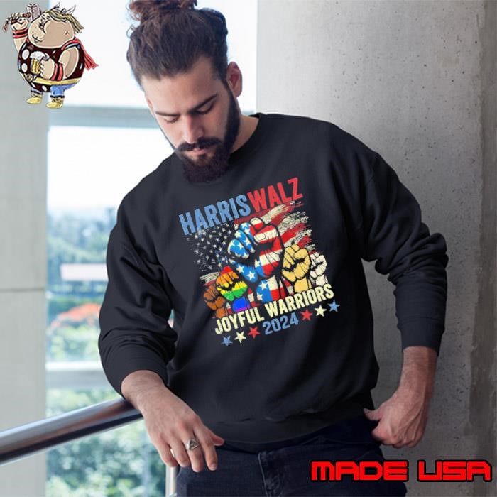 Harris walz joyful warriors 2024 strong hand lgbt american flag Sweatshirt