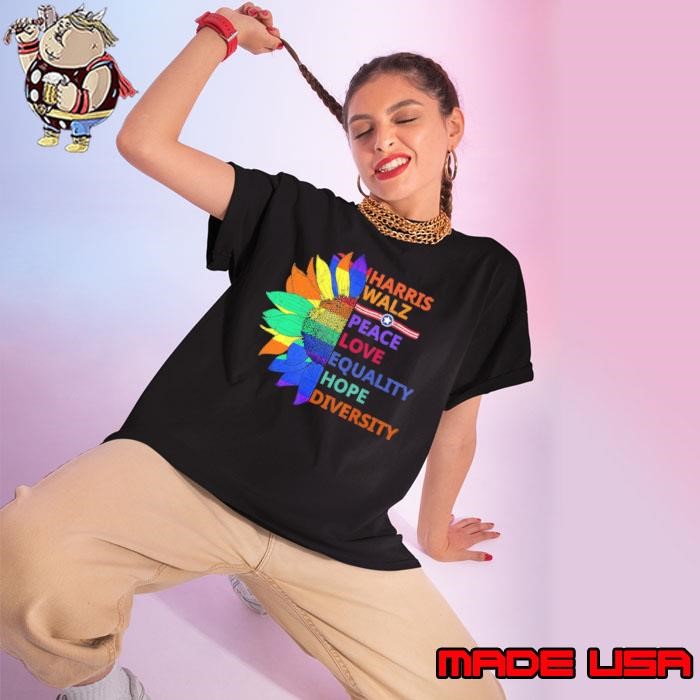 Harris walz peace love equality hope diversity sunflower lgbt Ladies tee
