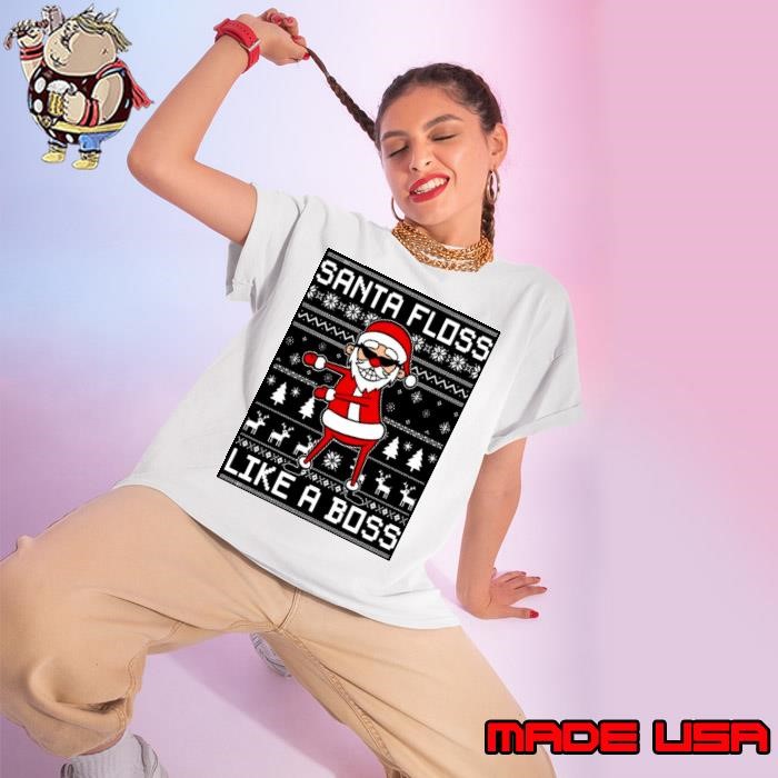 KIDS Santa Floss Like A Boss Ugly Christmas Ladies tee