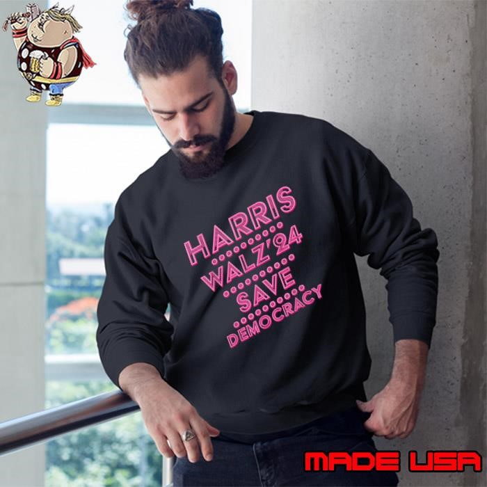 Kamala Harris Tim Walz 2024 Save Democracy Election Pink Sweatshirt
