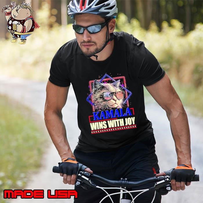 Kamala wins with joy cat sunglasses american flag vote 2024 Unisex