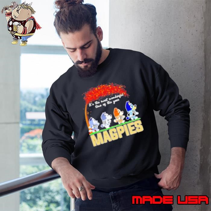 Magpies The Bluey Characters Walking Fall It'S The Most Wonderful Time Of The Year Sweatshirt