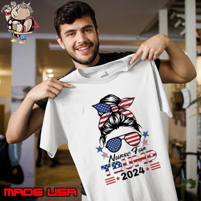 Nurses For Trump 2024 Messy Bun American Flag Vote Unisex