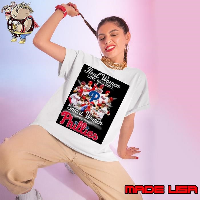 Philadelphia Phillies team real Women love baseball smart Women love the Phillies signatures Ladies tee