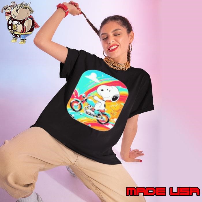 Snoopy Tribute Art Handraw Design Motorbike Bike Snoopy Ladies tee