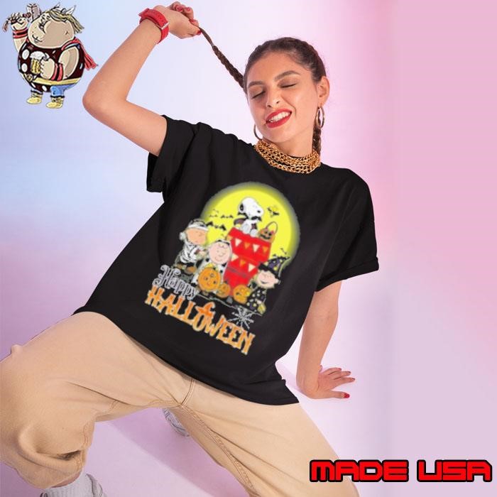 Snoopy With Charlie Brown And Friends Happy 2024 Halloween Ladies tee