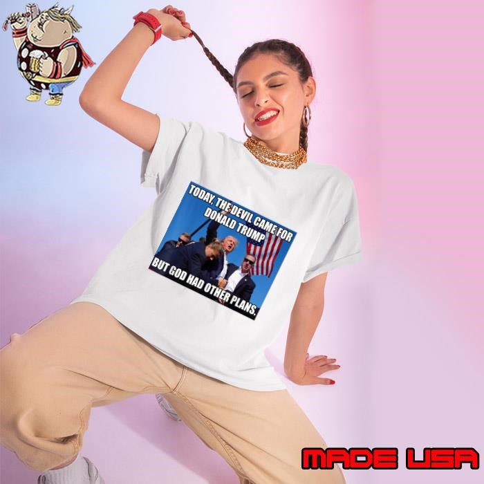 Today The Devil Came For Trump But God Had Other Plans Usa Flag Ladies tee