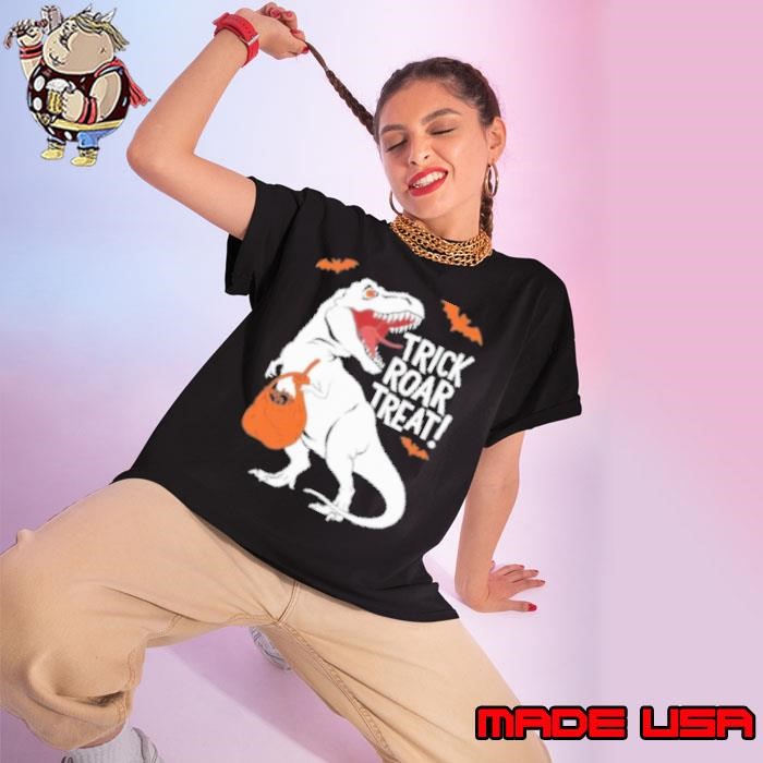 Trick Roar Treat Halloween Dinosaur With Candy Ladies tee