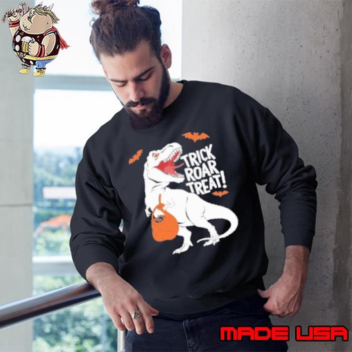 Trick Roar Treat Halloween Dinosaur With Candy Sweatshirt