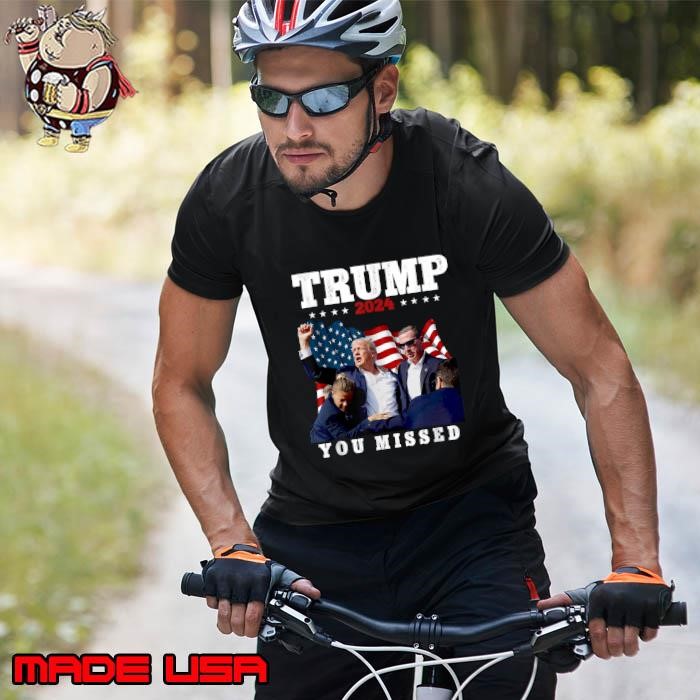Trump 2024 You Missed Usa Flag Assasination Bloody Ear Bleeding Butler PA Trump Unisex