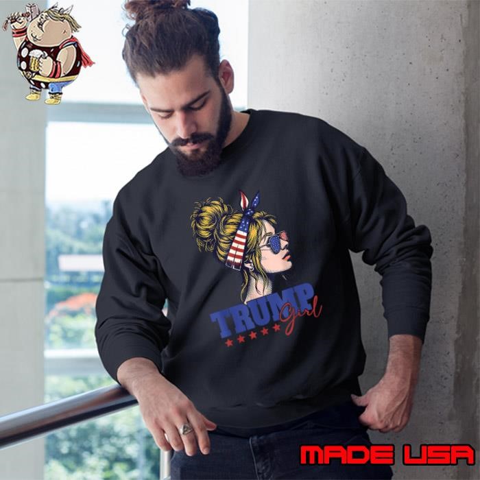 Trump Girl Messy Bun Trump 2024 Election American Flag Sweatshirt
