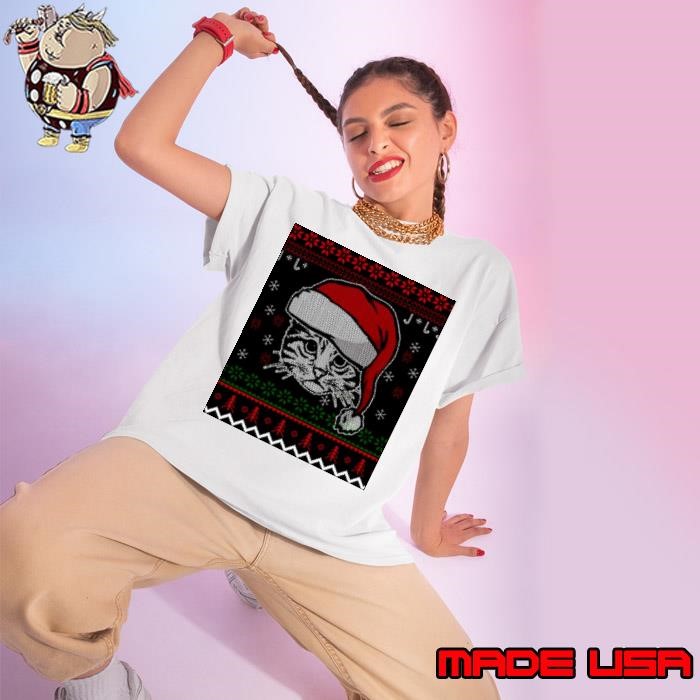 Ugly Cat Cats Christmas Ladies tee