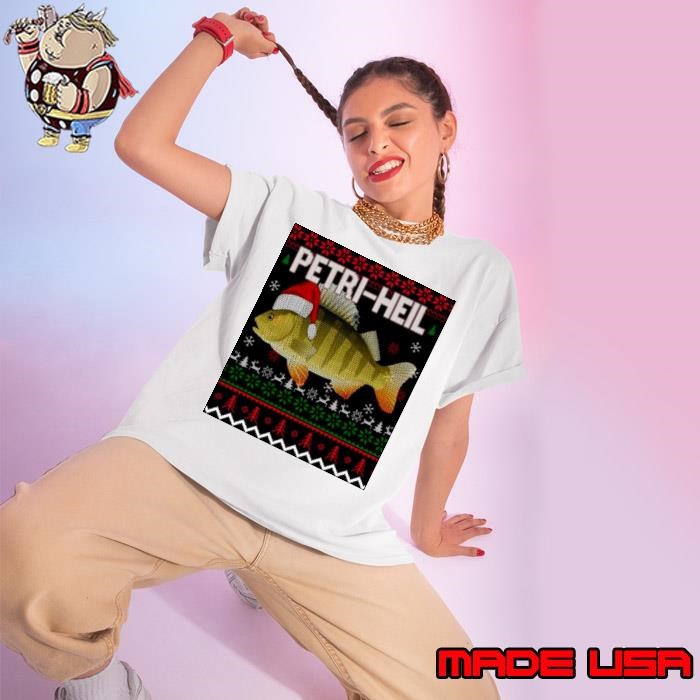 Ugly Petri Heil Fishing Christmas Ladies tee