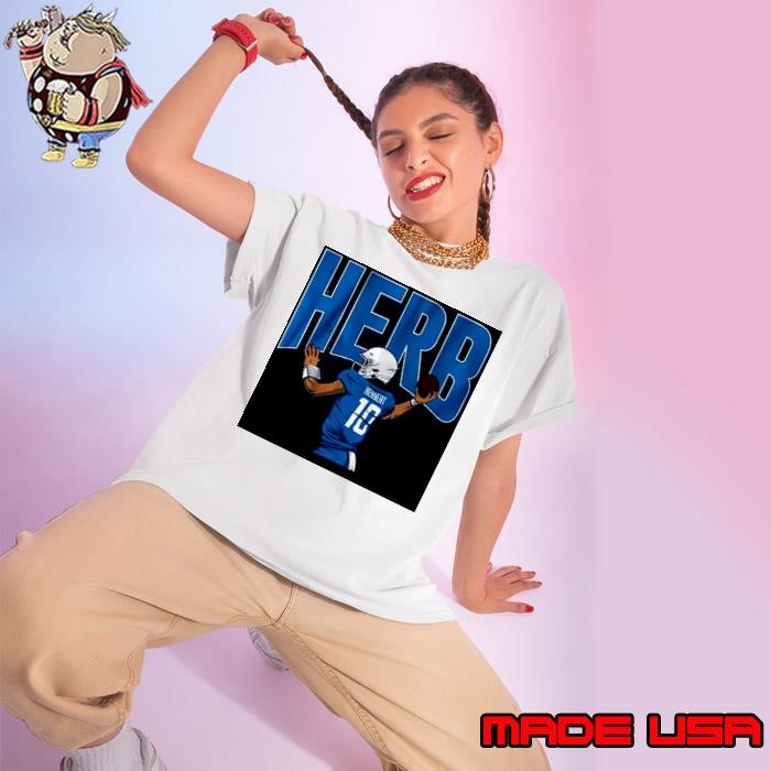 Vintage Blue Art Justin Herbert Los Angeles Chargers Ladies tee
