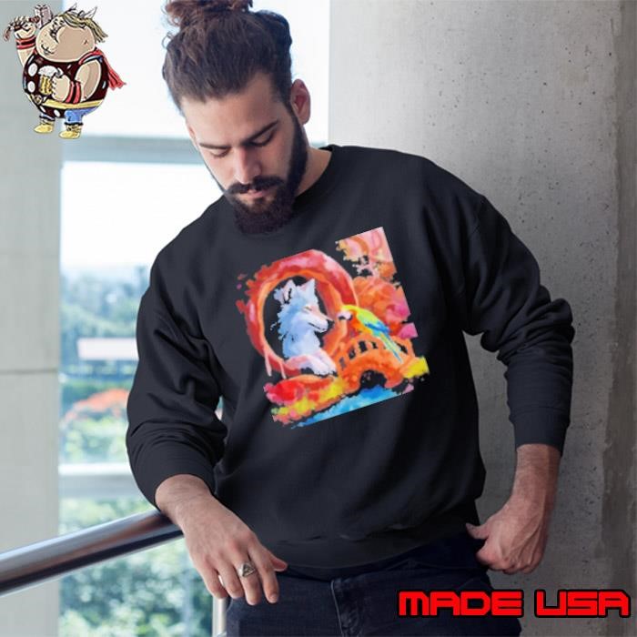 Wolf Donut Home With Parrot Watercolor Sweatshirt