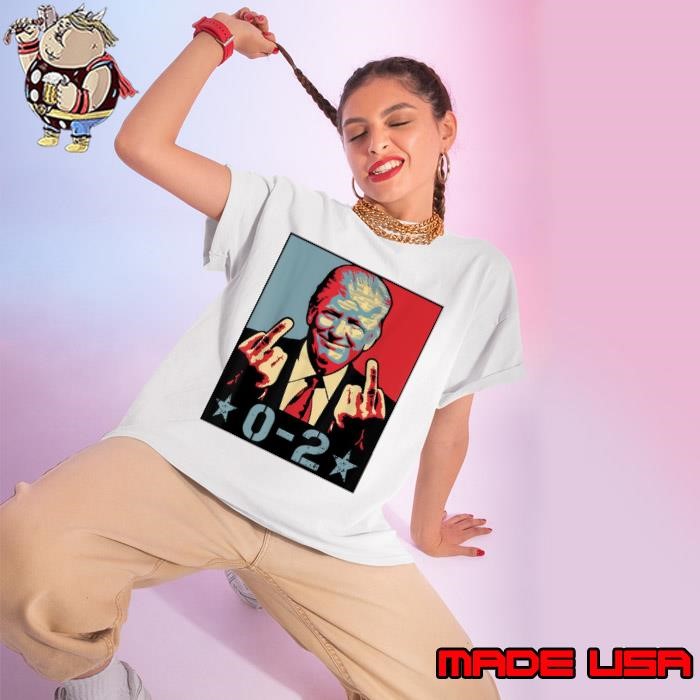 0 2 Stars Joe Biden Middle Finger Retro Vote Trump 2024 Ladies tee