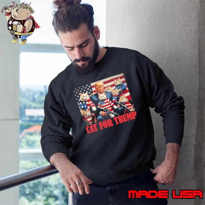 Cat For Trump Usa Flag Trump Vote 2024 America Sweatshirt