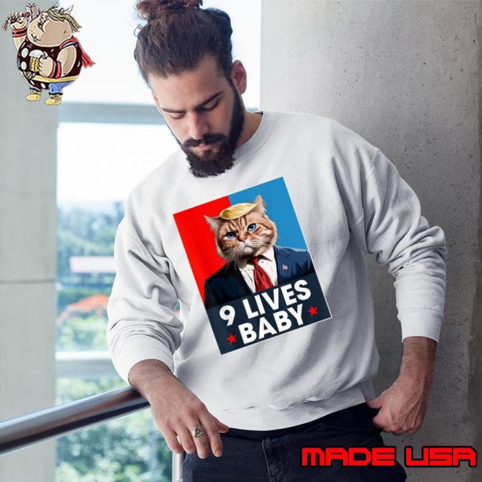 Cat Trump 9 Lives Baby Stars Hair Trump Retro Election 2024 Sweatshirt