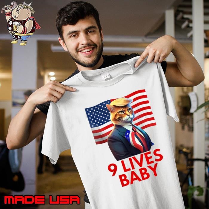 Cat in Suite with Trump Hair American Flag Nine Lives Baby Unisex