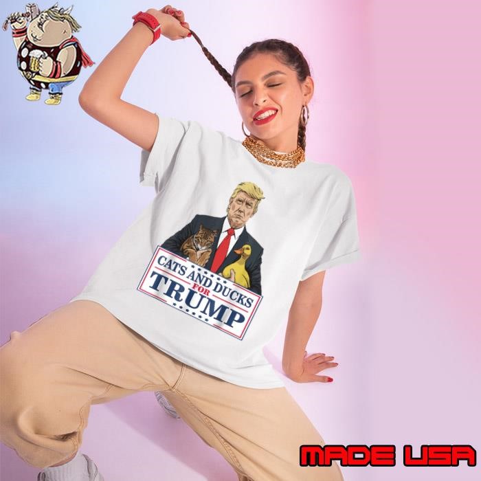 Cats and Ducks for Trump 2024 Kittens and Ducks Election Stars Ladies tee