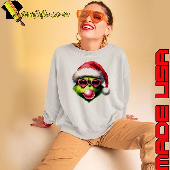 Christmas Grinch Blowing Up Bubble Merry Grinchmas Sweatshirt