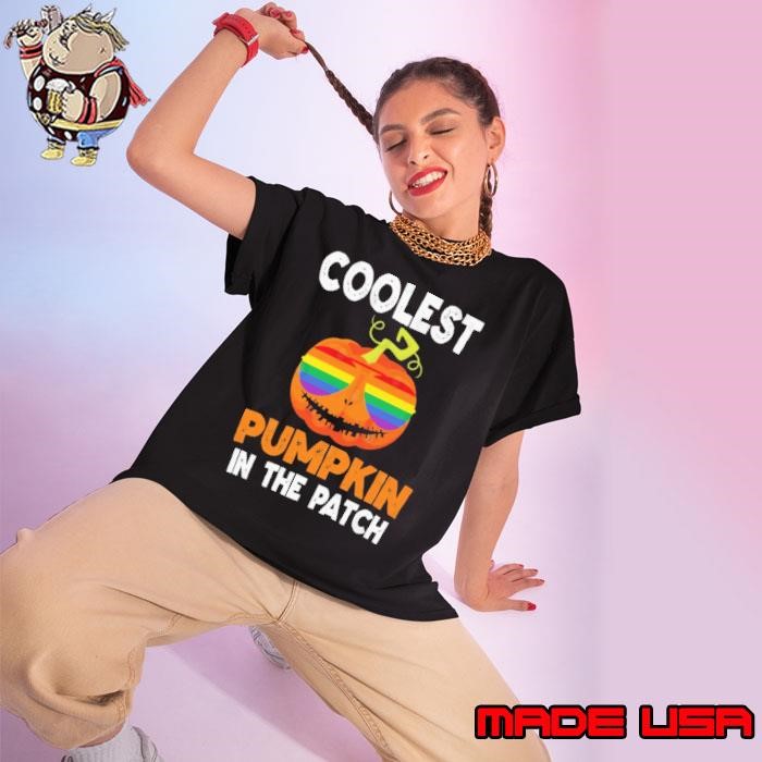 Coolest Pumpkin In The Patch Outfit Halloween Sunglasses Lgbt Ladies tee