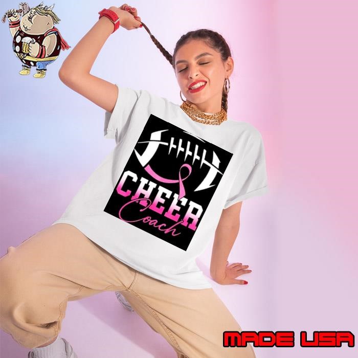 Football Cheer Coach Pink Ribbon Breast Cancer Awareness Ladies tee