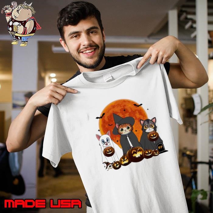 Ghost And Witch Cat Halloween Ghost Cat Bats Blood Moon Unisex