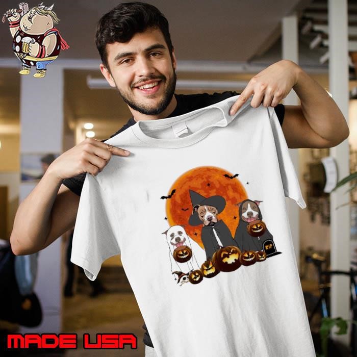 Ghost And Witch Pitbull Dog Halloween Ghost Pitbull Dog Blood Moon Unisex