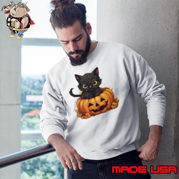 Halloween Black Cat Pumpkin Spooky Kitty Boys Girls Sweatshirt