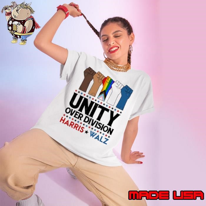 Harris Waltz 2024 Unity Over Division Election Kamala LGBTQ Ladies tee