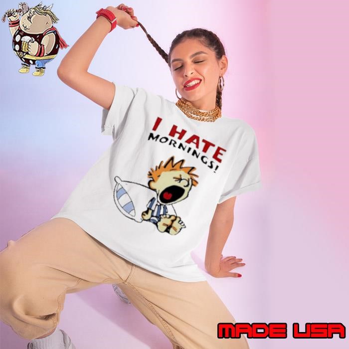 I Hate Mornings Cartoon Ladies tee