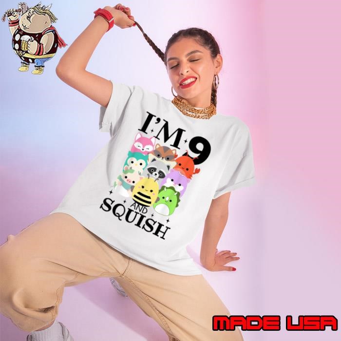 I'm 9 and Squish 9th Birthday Squad Great Animal Ladies tee