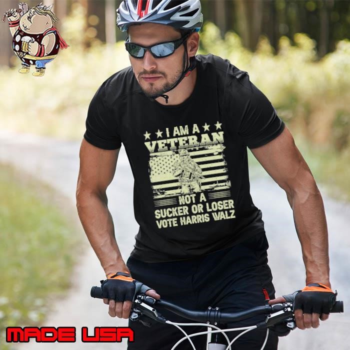 I'm a Veteran Not a Sucker or Loser Vote Harris-Walz 2024 Usa Flag Unisex
