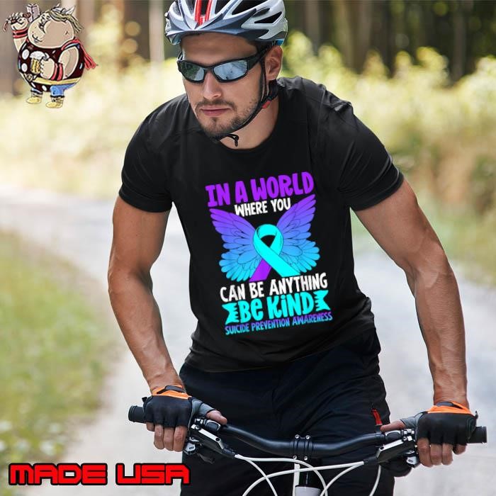In A World Be Kind Butterfly Purple Ribbon Suicide Prevention Unisex