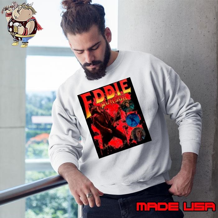 Joseph Quinn Eddie Munson Playing Guitar Red Sweatshirt