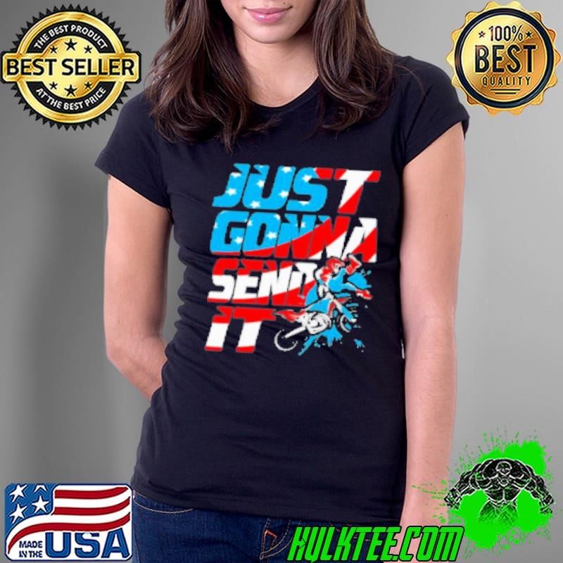 Just gonna send it dirt bike mx biker rider motocross US flag Ladies tee