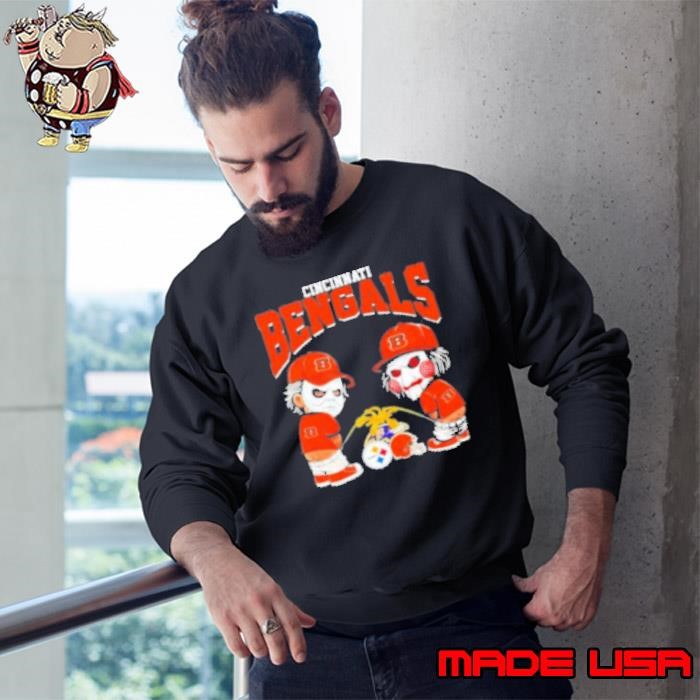 Michael Myers And Billy He Puppet X Cincinnati Bengals Pee On NFL Eams Halloween Sweatshirt