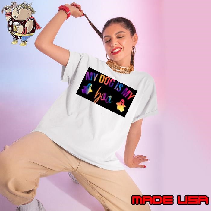 My Dog Is My Boo Funny Dog Owner Halloween Pajamas Tie Dye Ladies tee