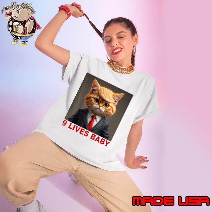 Nine Lives Baby Cat In Suite With Trump Hair Election 2024 Ladies tee