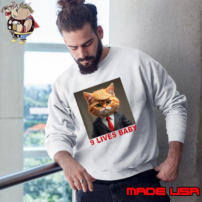 Nine Lives Baby Cat In Suite With Trump Hair Election 2024 Sweatshirt